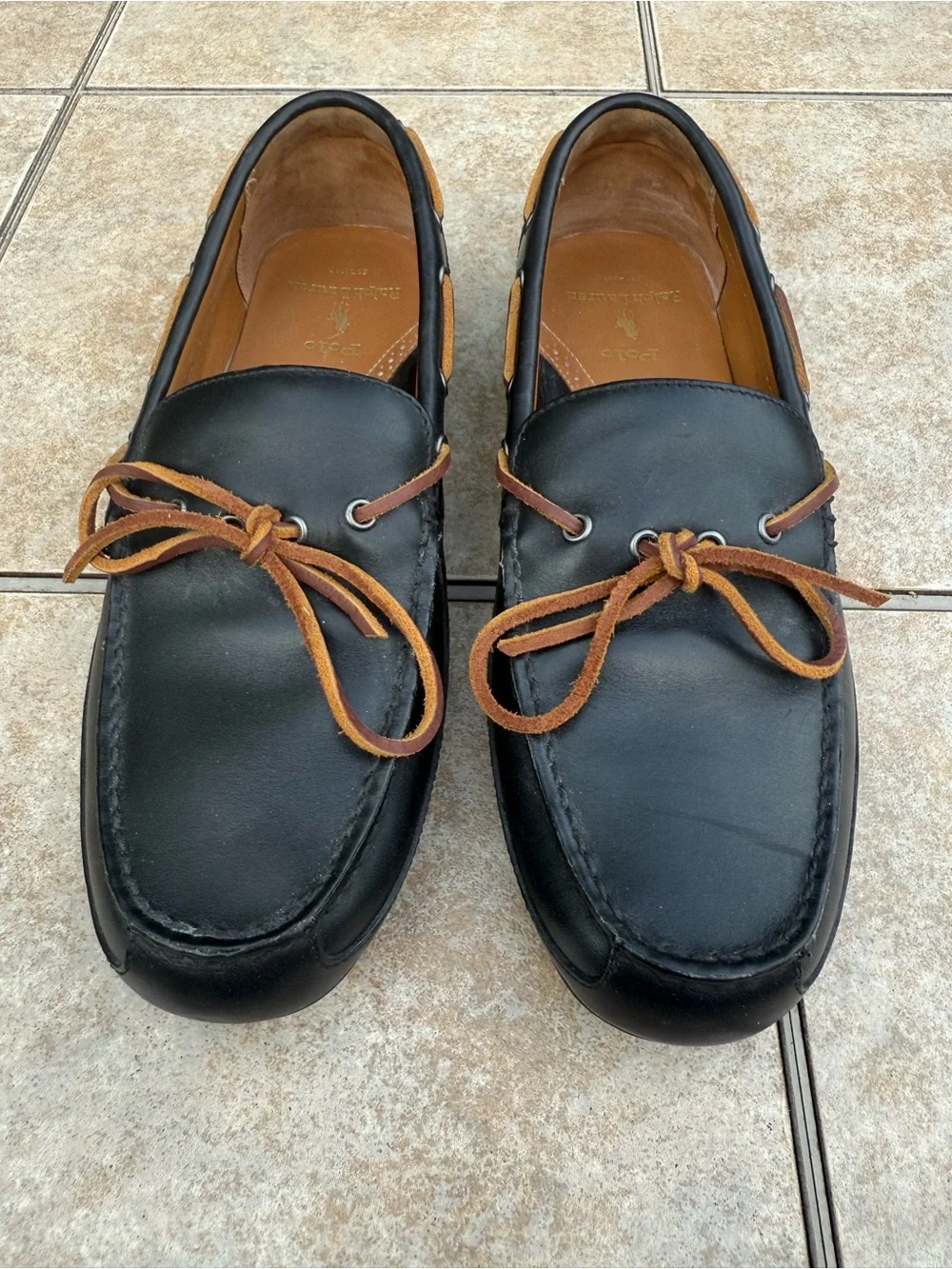 Polo Ralph Lauren men's Roberts driving moccasins in black leather.